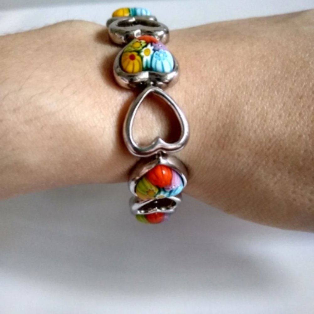 Vintage Alan K. Murano Heart Bracelet